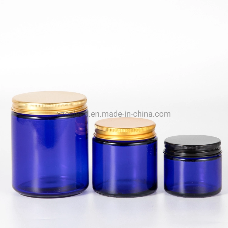 Empty 100ml 250ml 8oz Amber Round Glass Candle Jar Container with Metal Lid 9oz Candle Glass Jar