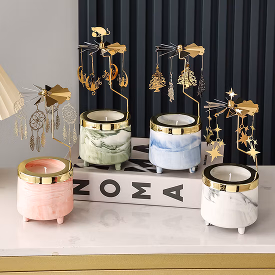 Decorazione personalizzata, regalo di festa, portacandele in vaso di vetro e ceramica con fondo rotondo