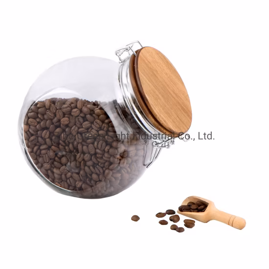 Barattolo di vetro ermetico/Barattolo di vetro per la conservazione/Barattolo di vetro per biscotti/Barattolo per alimenti/Contenitore per alimenti in vetro con coperchio e cucchiaio in legno di acacia