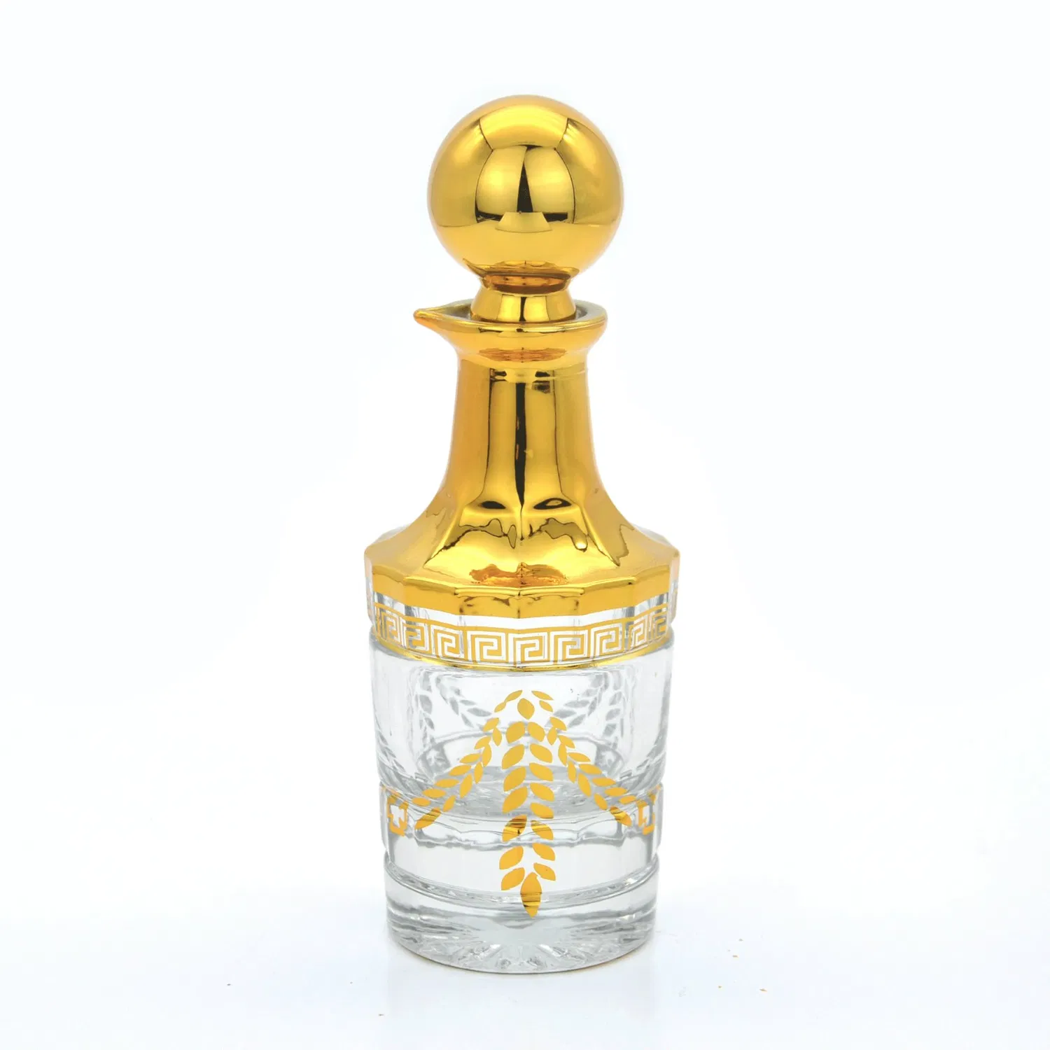 Decanter per bottiglia di profumo Attar in vetro da 100 ml, classico, vuoto, decorativo, con tappo a sfera